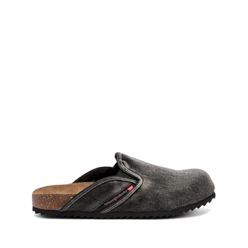 Diesel Loafer Textured Slip-On Sandals Grey