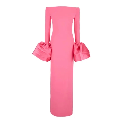 Solace London Talia' Maxi Pink Dress With Oversized Cuffs In Cre Pink Maxiklänningar