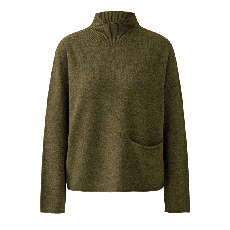 Oui Rollkragenpullover Pullover khaki
