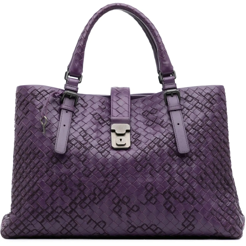 Bottega Veneta Shopper Medium Nappa Intrecciato Stitched Roma Tote lila