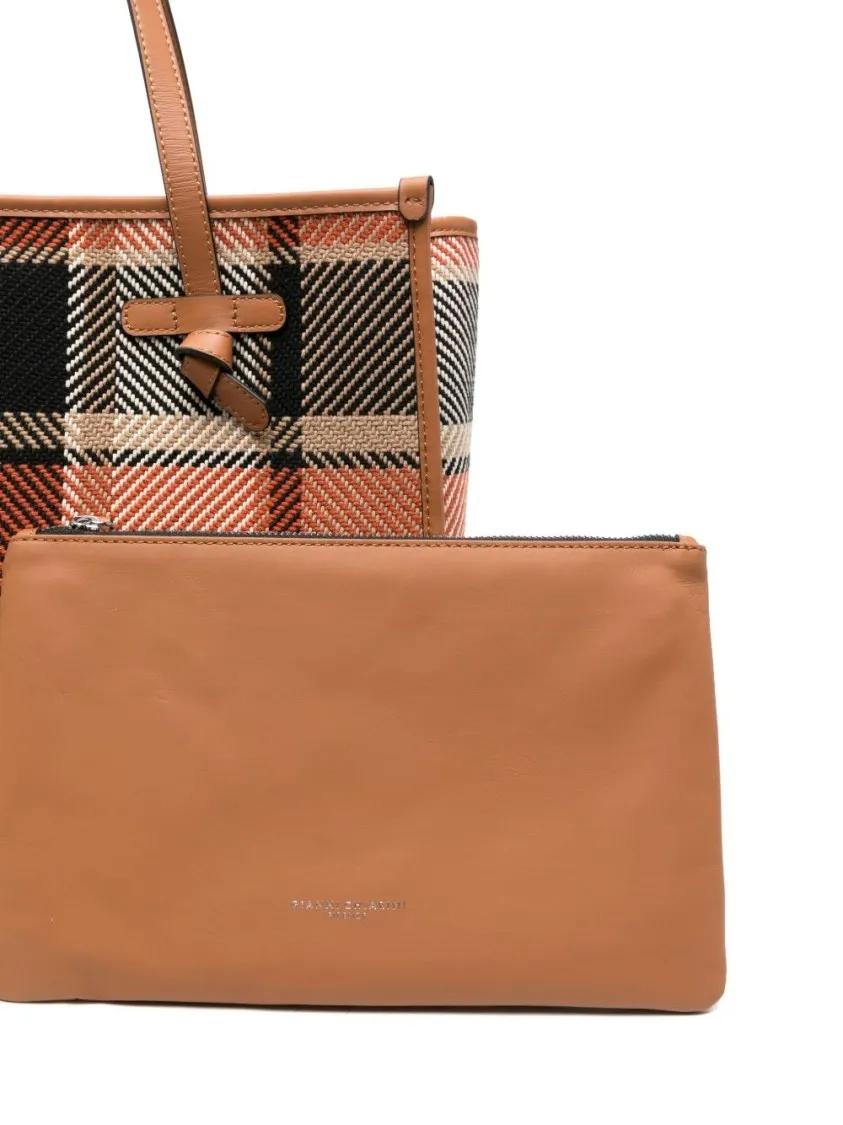 Thumbnail - Gianni Chiarini Shopper & Totes - Plaid Shopper Bag With Leather Trim - Gr. unisize - in Braun - für Damen