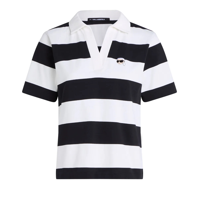 Karl Lagerfeld T-Shirt IKON Gestreiftes Poloshirt schwarz
