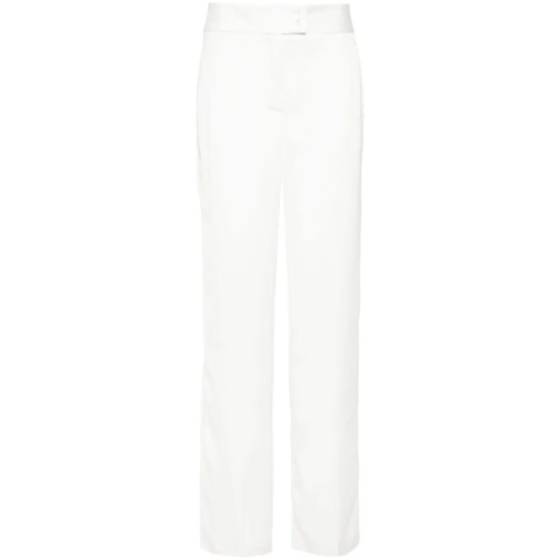 Genny  White Satin Finish Trousers With Logo White