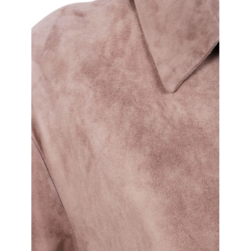 Max Mara Übergangsjacke Single-Breasted Beige Suede Lambskin Estate Jacket Pink