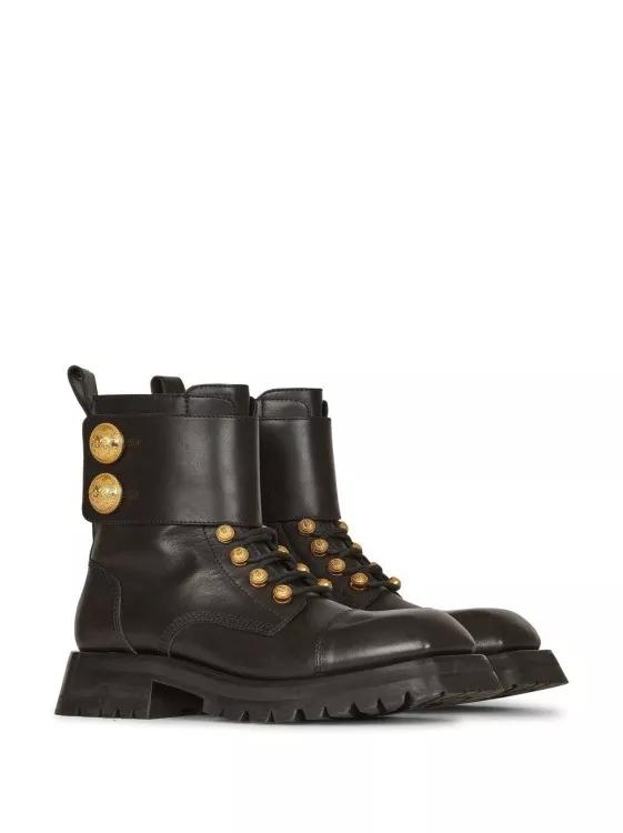 Thumbnail - Balmain Stiefel - Ridged Leather Ankle Boots - Gr. 37,5 (EU) - in Schwarz - für Damen
