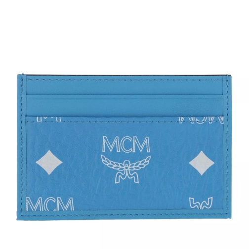 MCM Logo Card Case White Logo T. Blue Korthållare