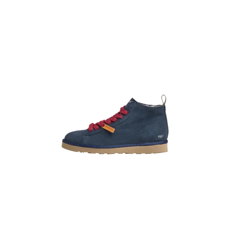 Panchic Low-Top-Sneaker Men's Blue Suede Shoes With Red Laces Green