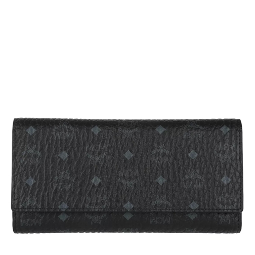 MCM Visetos Original Flap Wallet Large Black Portemonnaie mit Überschlag