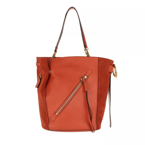 Chloé Myer Double Carry Medium Tote Sepia Red Draagtas