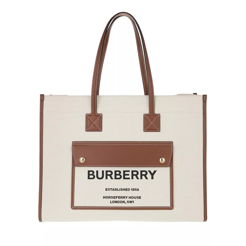 Burberry Logo Printed Medium Tote Bag Natural Tan Tote