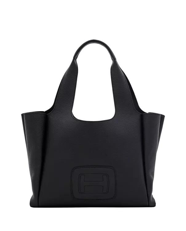 Hogan Totes - Medium H Embossed Leather Shopping Bag - Gr. unisize - in Schwarz - für Damen