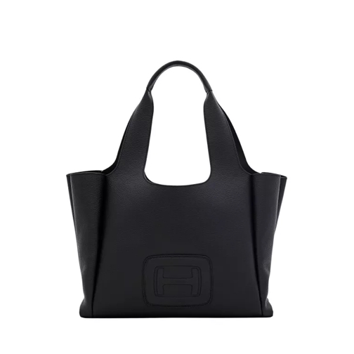 Hogan Medium H Embossed Leather Shopping Bag Black Tote