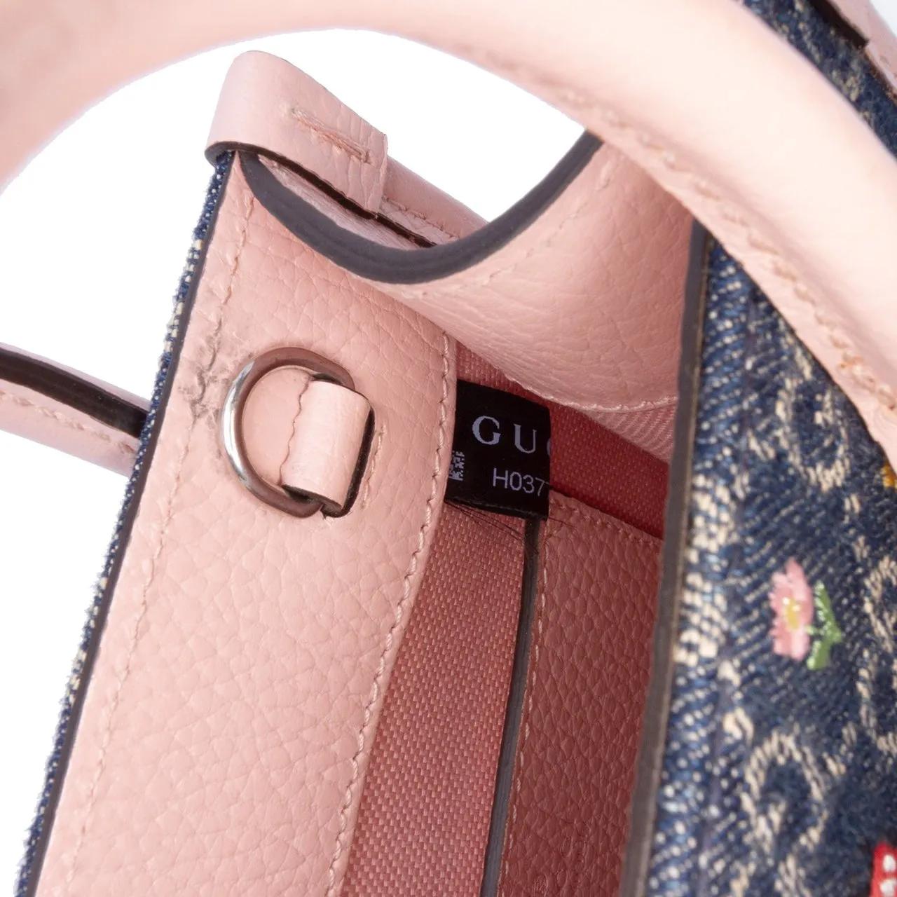 Thumbnail - Gucci Hobo Bags - Mini GG Denim Interlocking G Flowers Tote - Gr. unisize - in Blau - für Damen