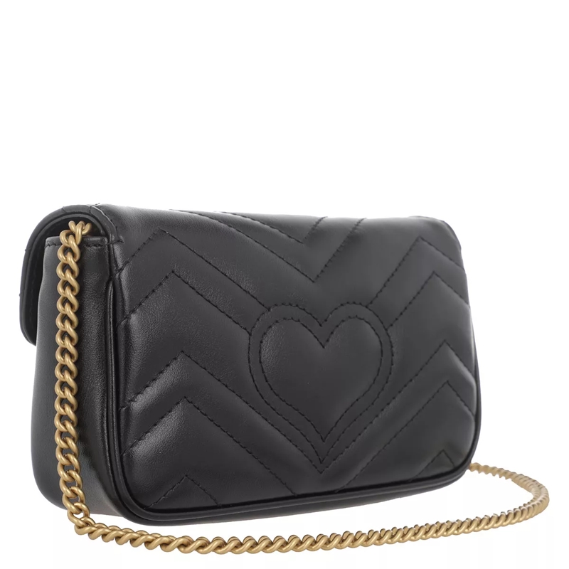 Gucci Crossbody Bag GG Matelassé Marmont Mini Crossbody Bag Leather Black/Gold(Image 3)