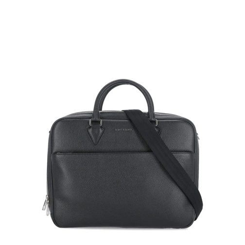 Orciani Wallet On A Chain Pebbled Leather Handle Bag Black