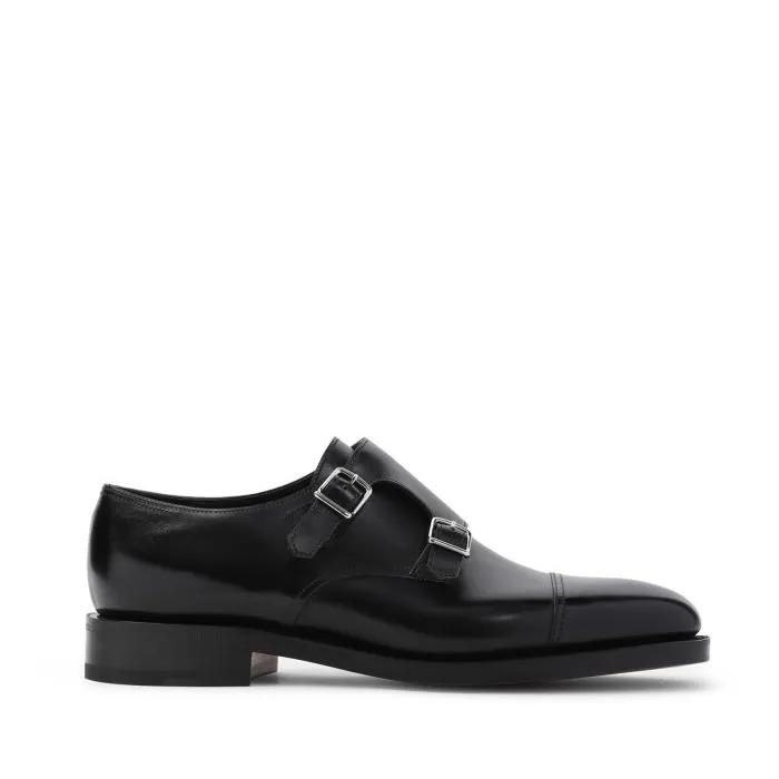 John Lobb Loafers & Ballerinas - Black Calf Leather William Buckled Shoes - Gr. 6 - in Schwarz - für Damen