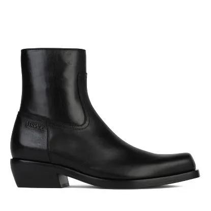 Versace Stiefel - Black Leather Ankle Boots - Gr. 40 (EU) - in Schwarz - für Damen