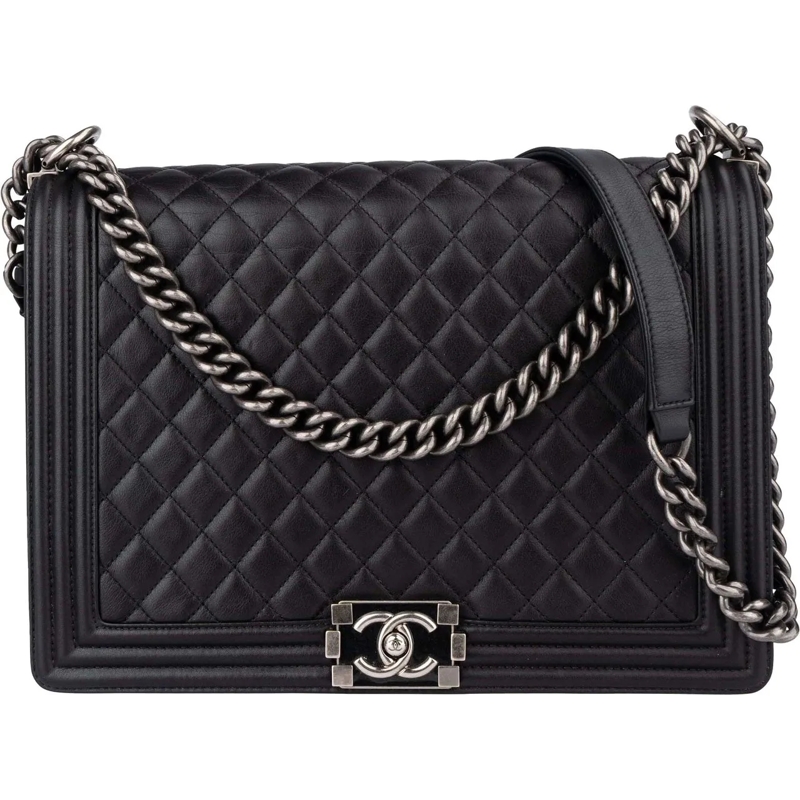 Chanel Schultertasche Chanel Quilted Lambskin Large Boy Single Flap Cros mehrfarbig