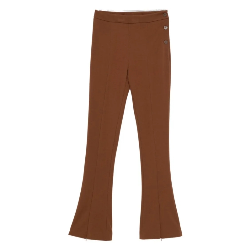 Semi Couture  Flared Leg Pants With Fitted Waist Brown