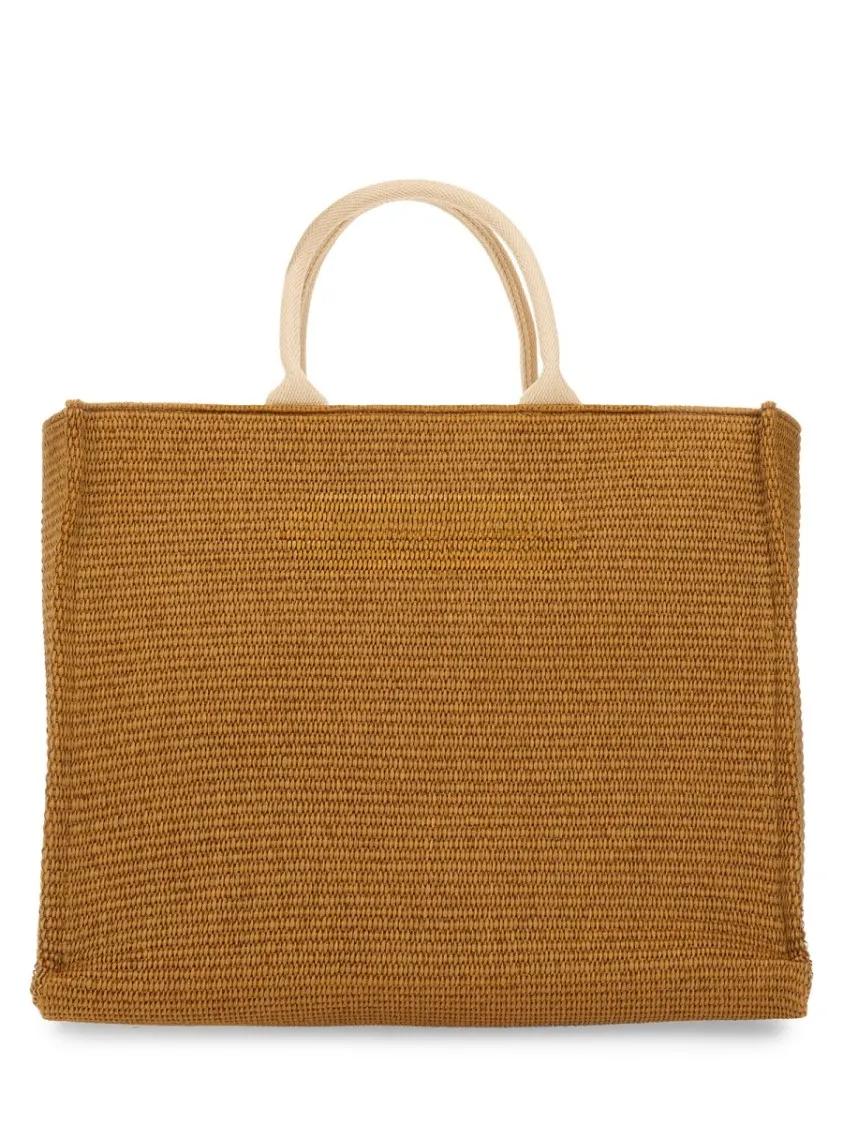 Marni Shoppers & Totes Large Raffia Effect Fabric Tote Bag in bruin