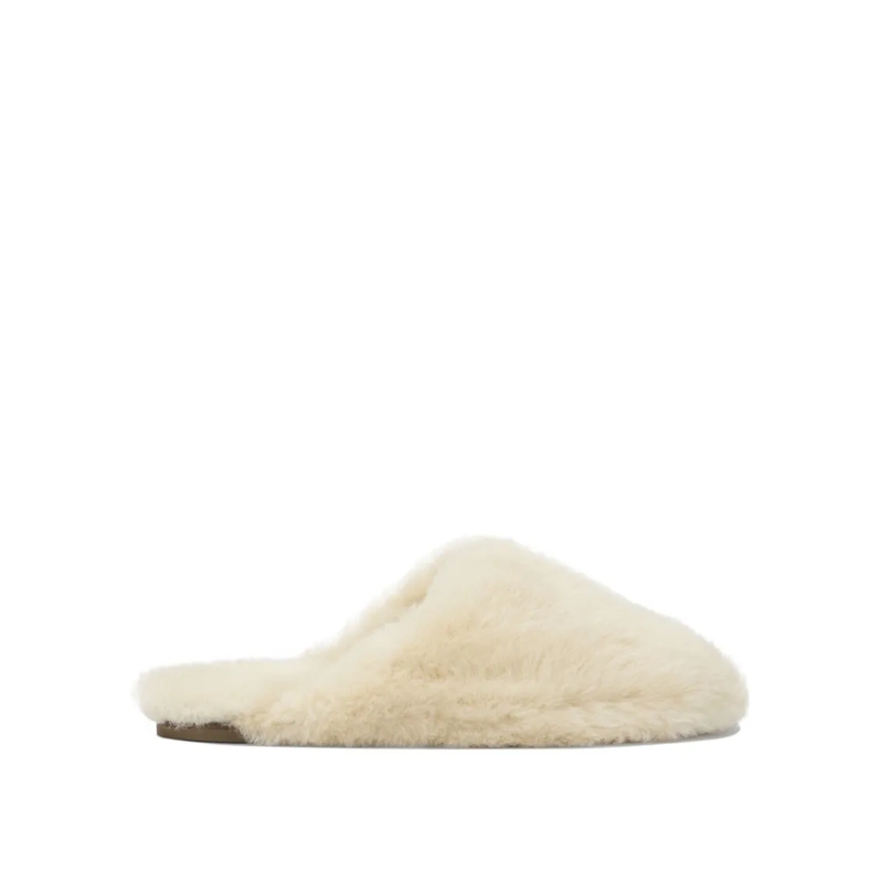 Aeydē Mules "Rega" Slippers In Shearling Neutrals