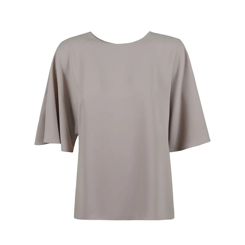 P.A.R.O.S.H. Chemisier Flowing Sleeve Top With Keyhole Back Detail Grey