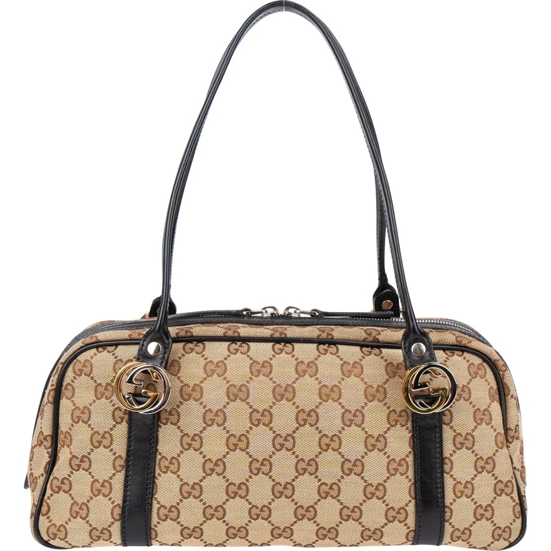 Gucci Schultertasche Gucci Monogram Twin GG Handbag braun