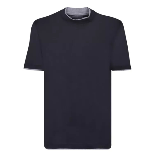 Brunello Cucinelli Dark Blue Slim Fit T-Shirt Blue T-Shirts