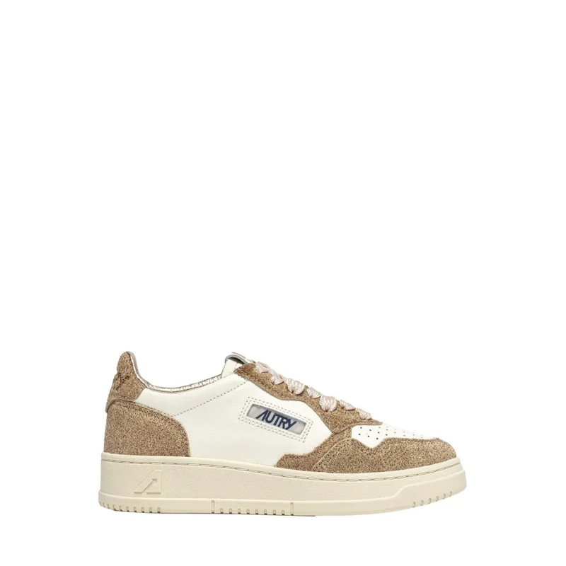 Autry International Lage-top sneaker Beige Low Sneakers With Glittery Suede Accents Neutrals