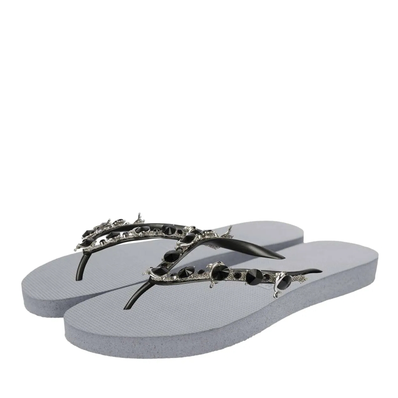 UZURII Flip Flops Zehentrenner Switch Mid Heel Army Green silber(Image 2)