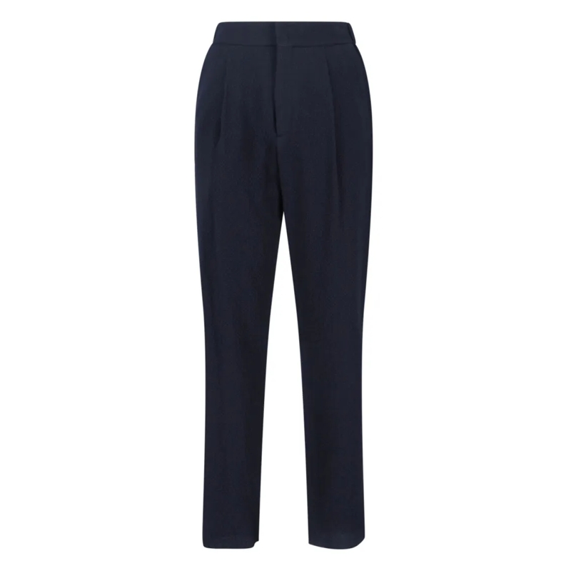 Giorgio Armani Anzugshose Textured Navy Virgin Wool Trousers With Straight L Blue