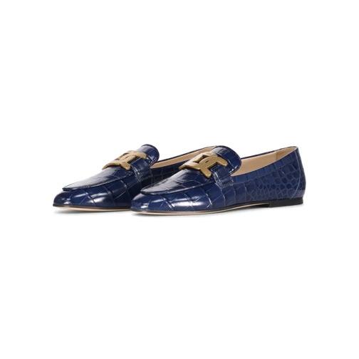 Tod's Ballerina Loafers mit Metall-Schnalle Navy Schnürschuhe