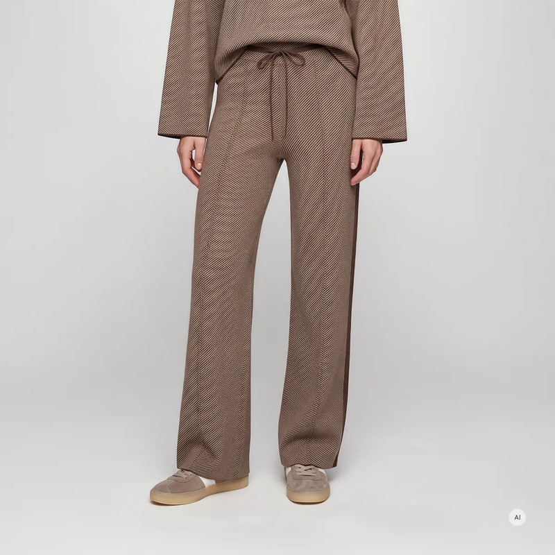 Marc Aurel Stoffhose Strickhose- Jacquard-Gestrick- elastisches Bünd braun(Image 3)