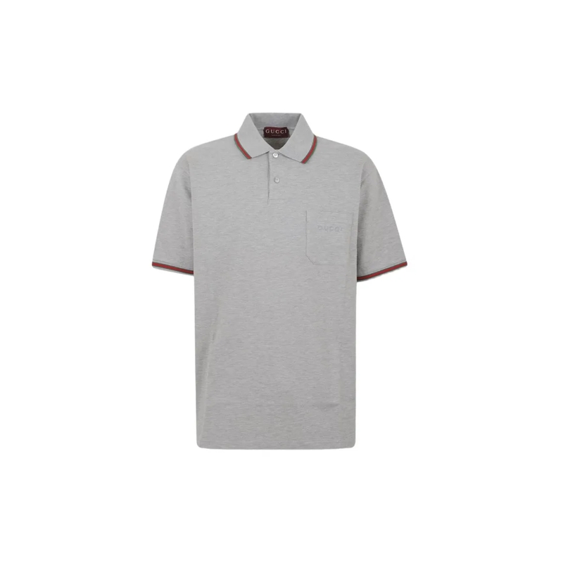 Gucci Polohemd Grey Short-Sleeve Polo With Textured Fabric Grey