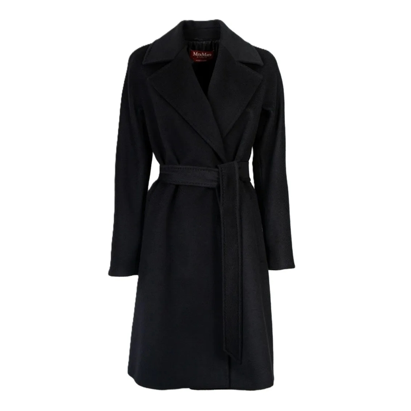 Max Mara Übergangsmantel Dravenna Black Virgin Wool Coat With Design Black