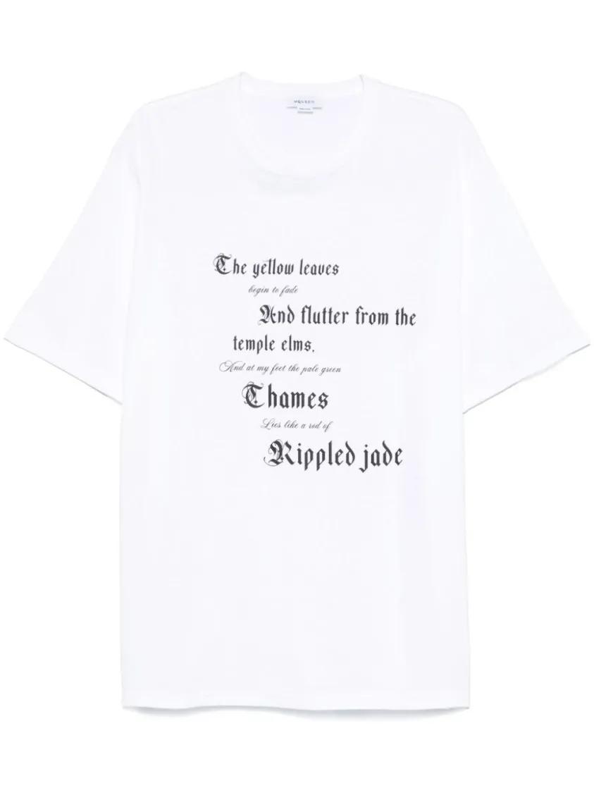 Thumbnail - Alexander McQueen - White T-Shirt With Embroidered Logo And Artistic D - Größe M - weiß