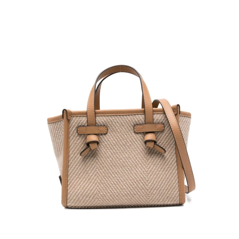 Gianni Chiarini Fourre-tout Structured Chevron Woven Shopper Bag Neutrals