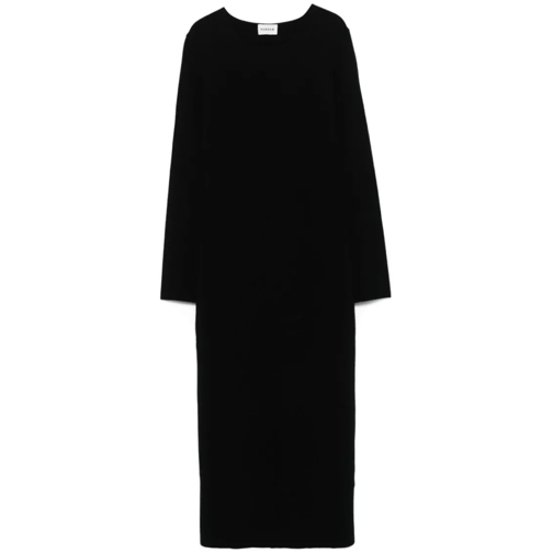 P.A.R.O.S.H. Black Wool Dress Black Midi-klänningar