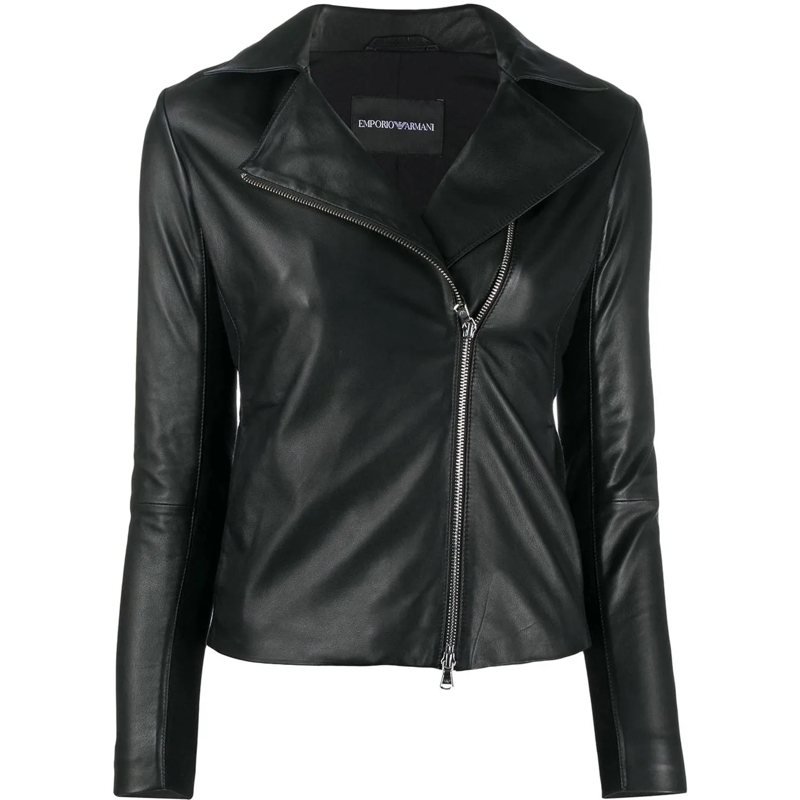 Emporio Armani Veste en cuir Jackets Black schwarz