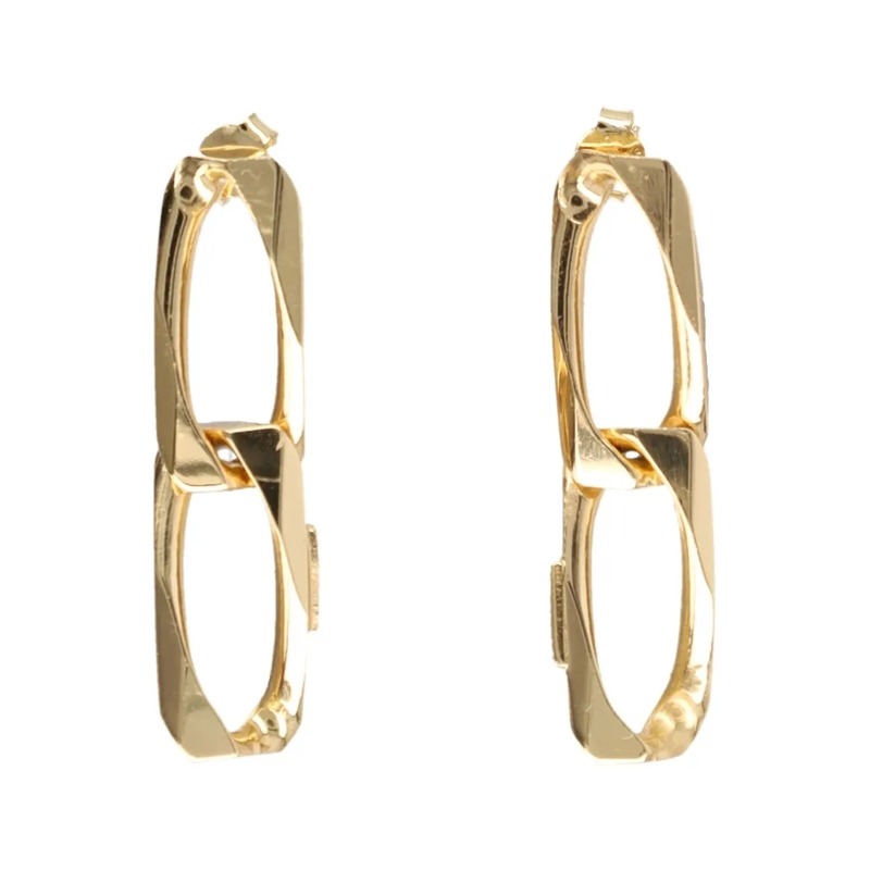 Emanuele Bicocchi Ohrstecker Gold-Plated Silver Chain Link Earrings Gold