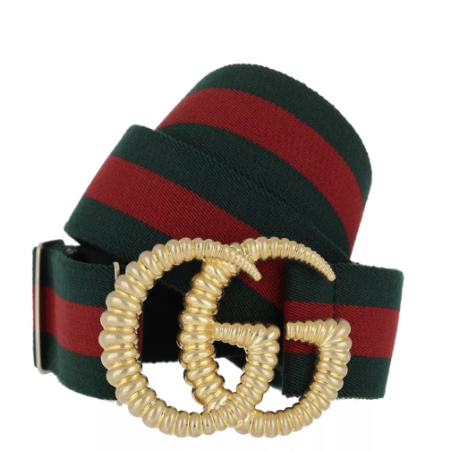Gucci Double G Web Motif Belt Green/Red Woven Belt