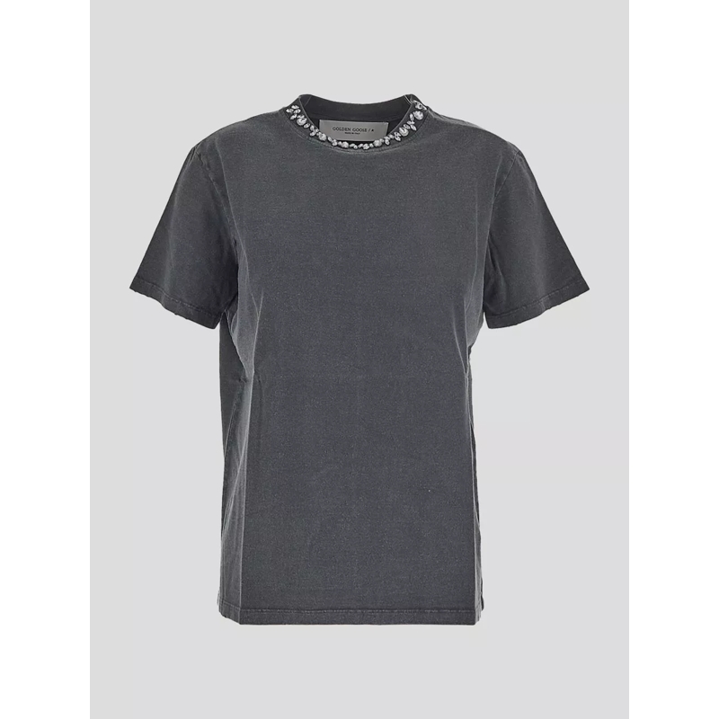 Golden Goose Polo Decorative Crystal-Embellished Grey T-Shirt Grey