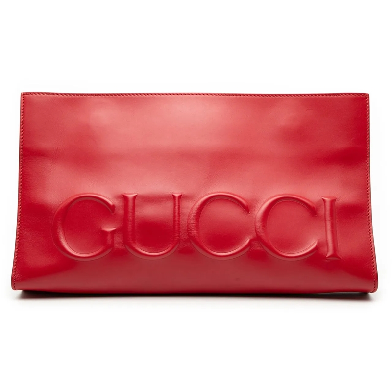 Gucci Clutch Embossed Leather Logo Clutch rot