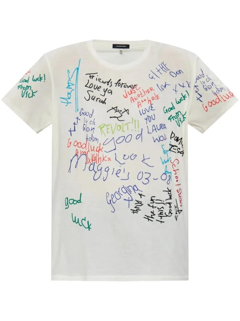Thumbnail - R13 - All-Over Graphic Print T-Shirt With Crew Neck - Größe M - weiß