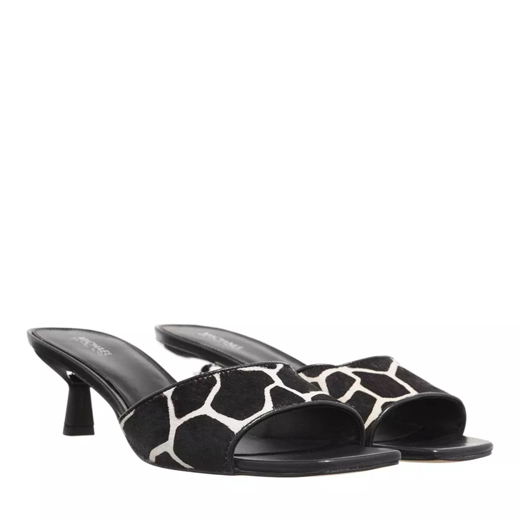 Michael Kors Amal Kitten Sandal Black Optic White Mule