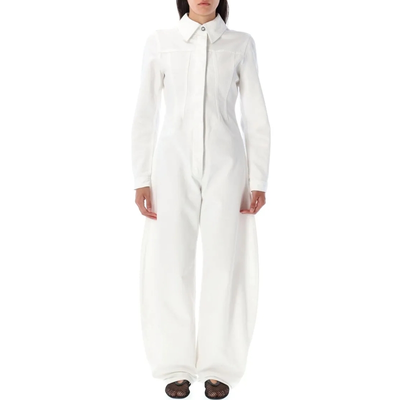 Alaia Jeansjacke Round Denim Jumpsuit White