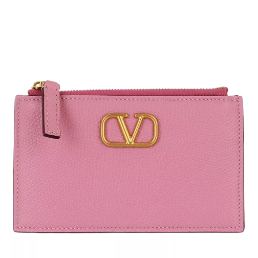 Valentino Garavani V Logo Signature Card Holder Leather Dawn Pink Kaartenhouder