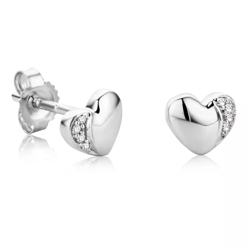 DIAMADA 0.02ct Diamond Heart Stud Earring  18KT White Gold Orecchini a bottone