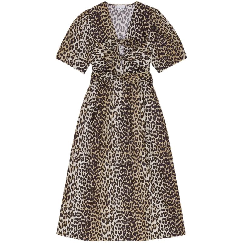 GANNI Maxikleid jurk dierenprint mehrfarbig