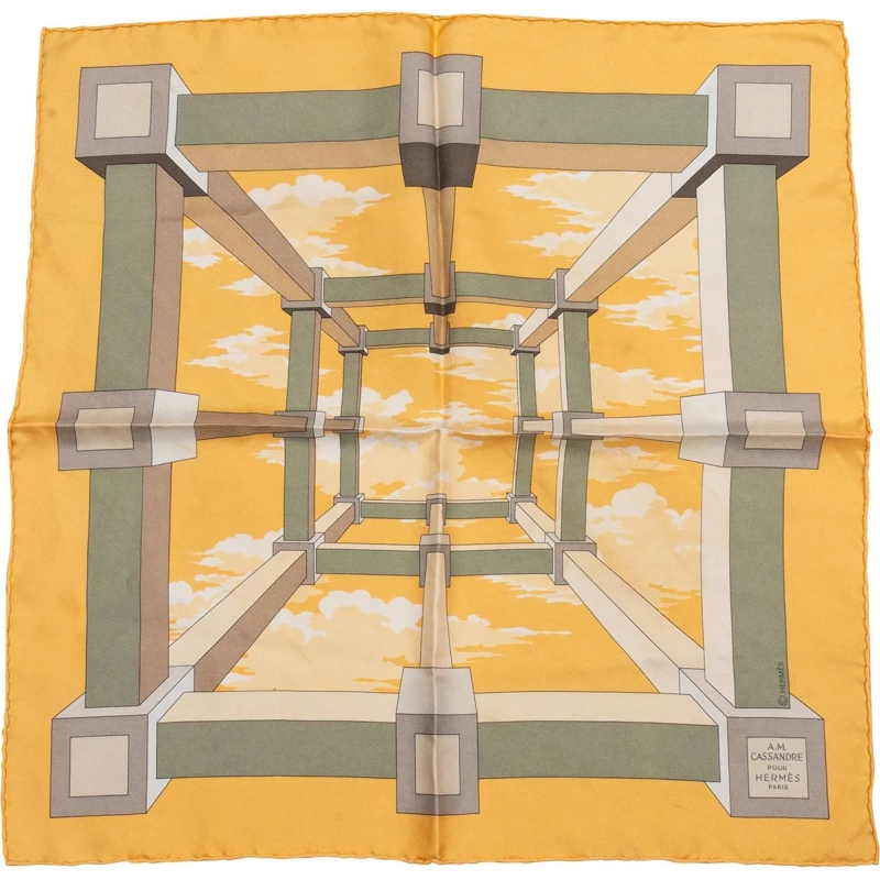 Hermès Wollschal Hermes Classic "Perspective" Silk Carre 45 Scarf T gelb